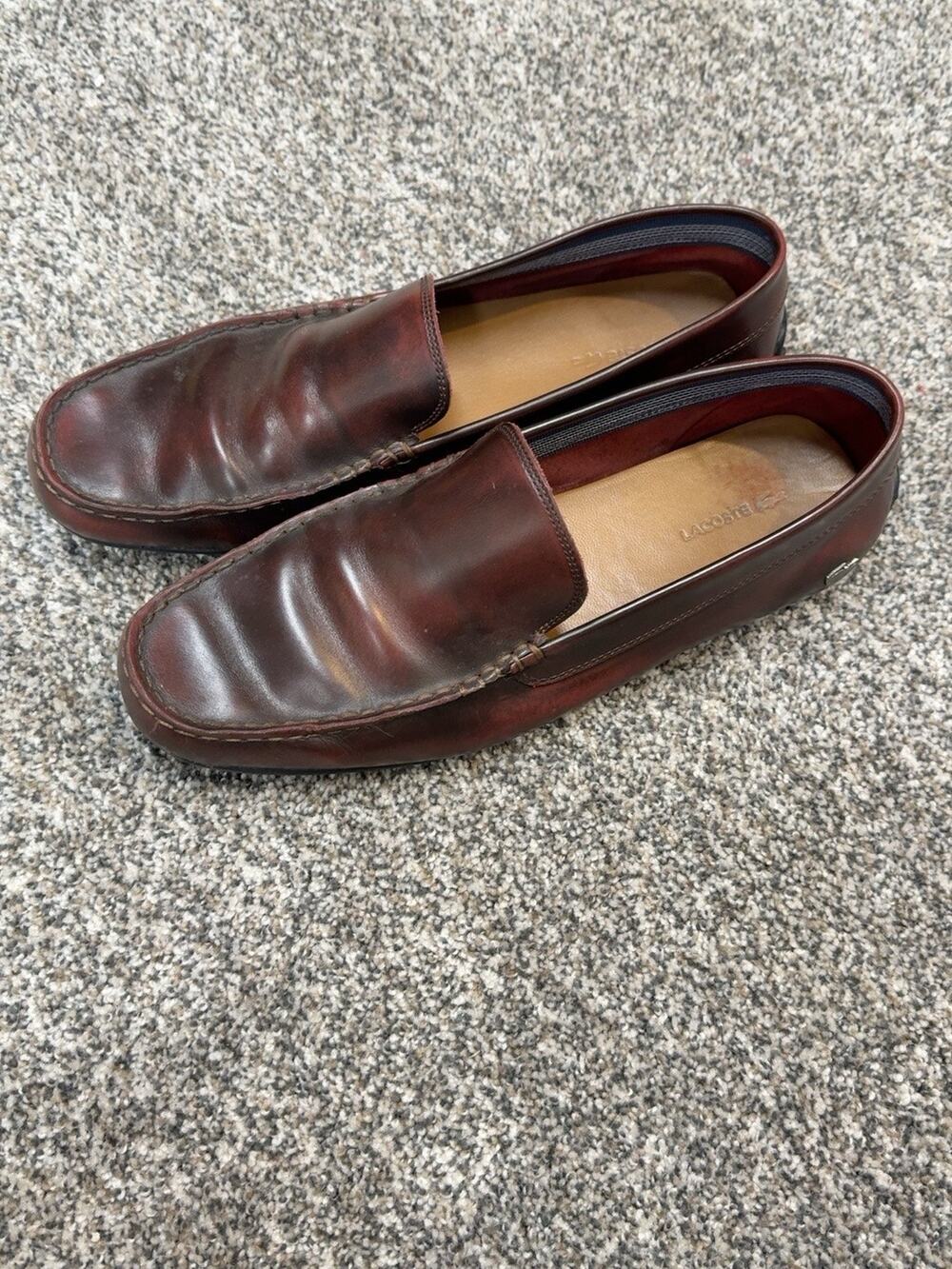 Lacoste Bonand Men’s Brown Leather Driving Loafers Moccasins Size 11